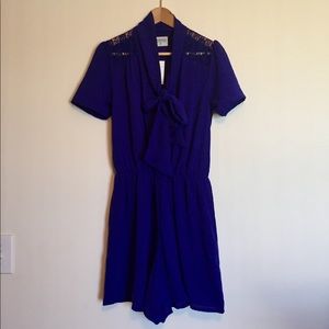 Mod Cloth Blue bow tie romper